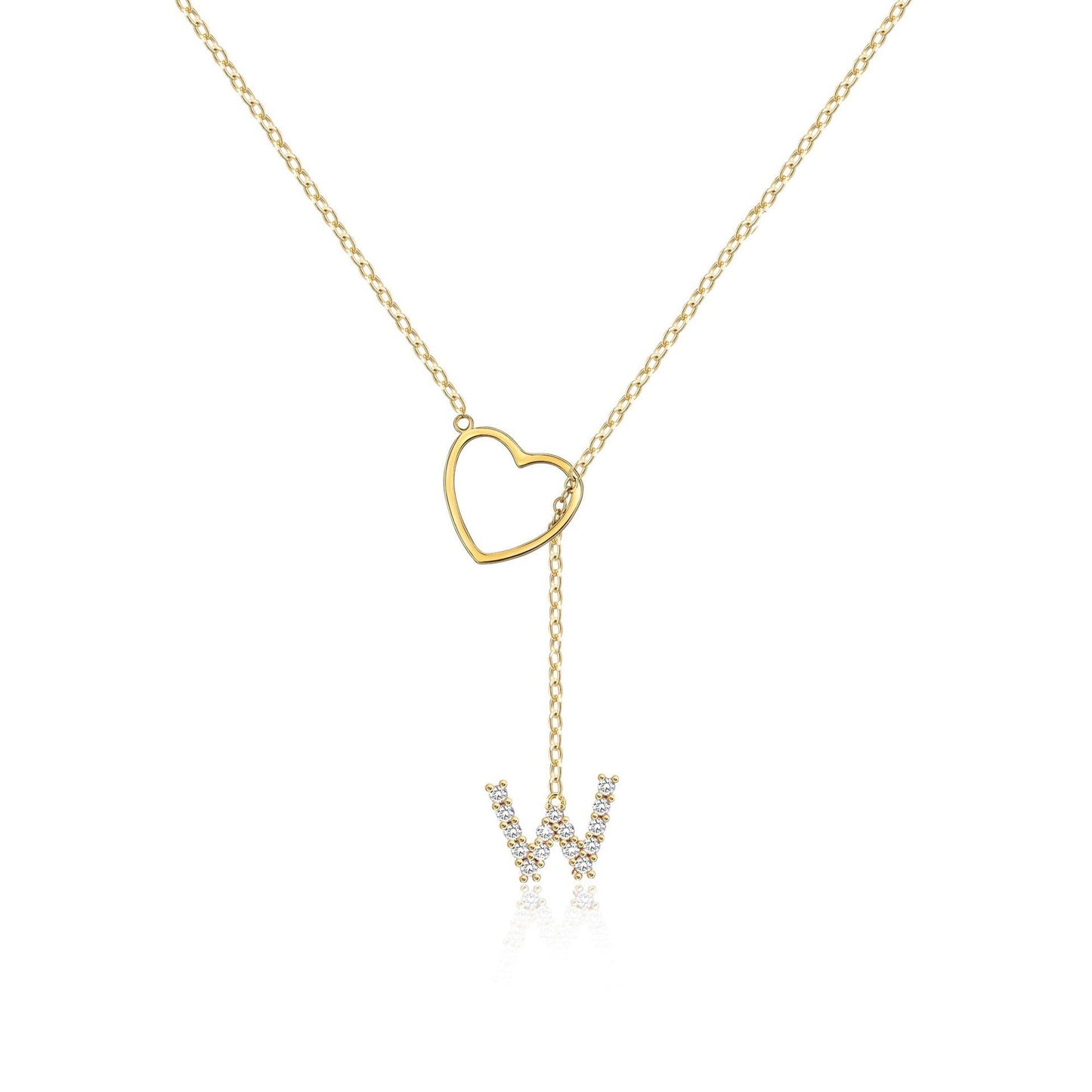 Brass Gold Plating Full Inlaid Zircon Name letter Neclace