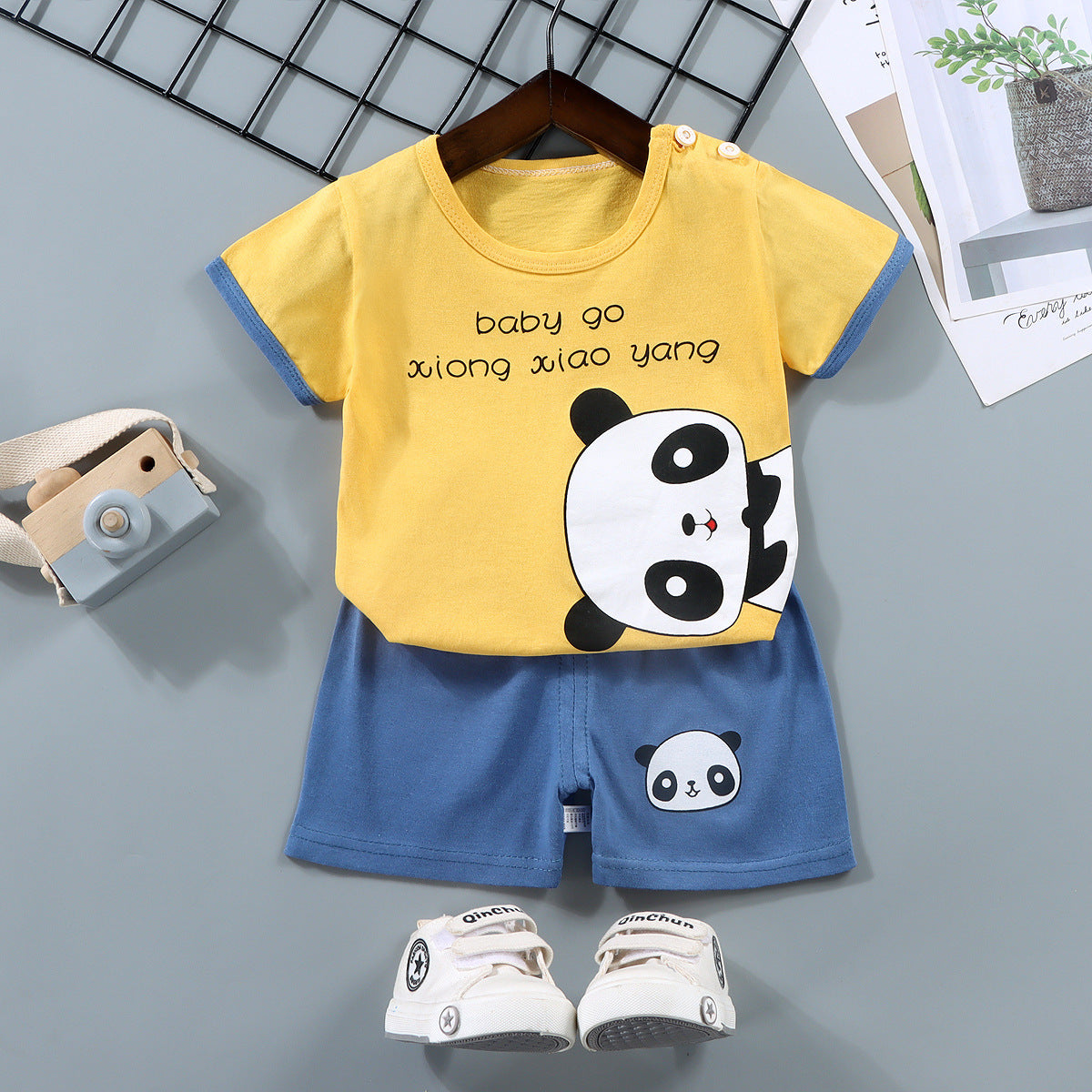 男の子用夏用コットン半袖スーツ