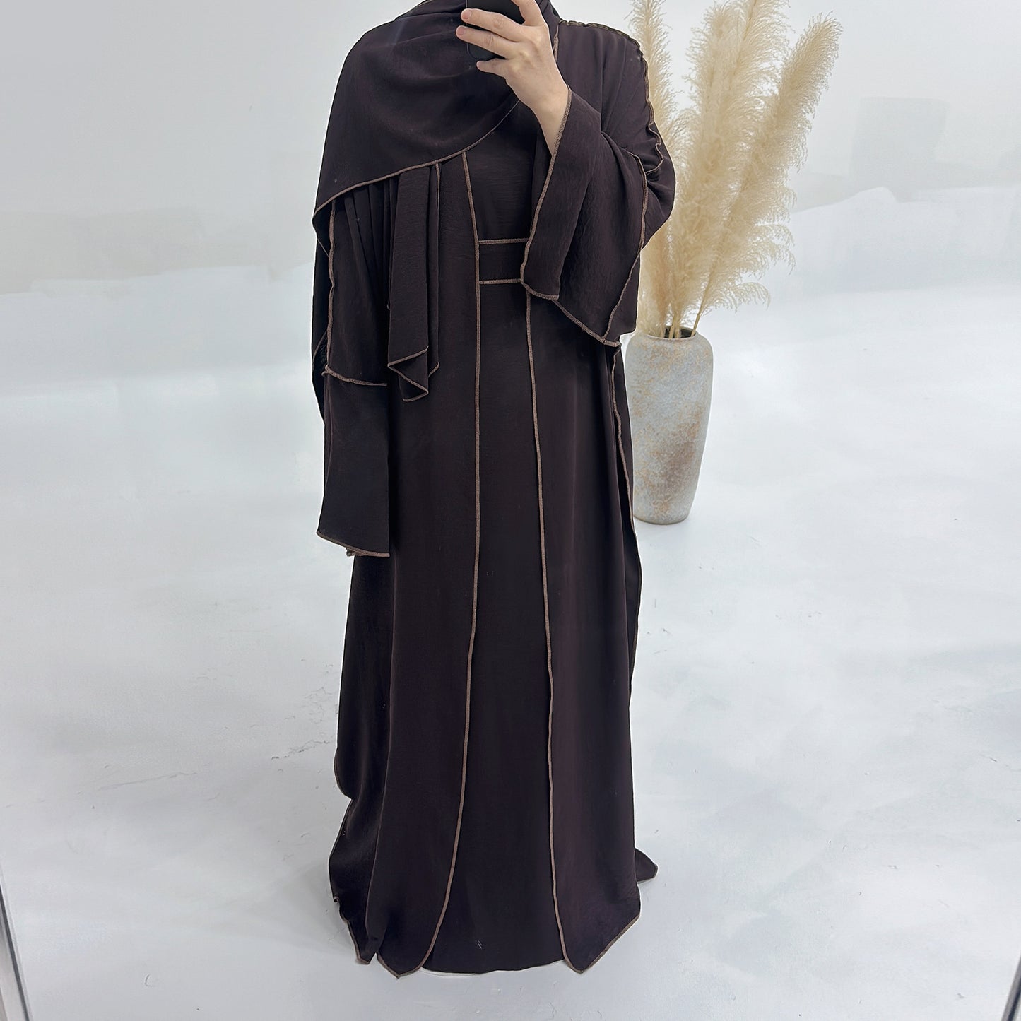 Solid Color Hook Cardigan abaya