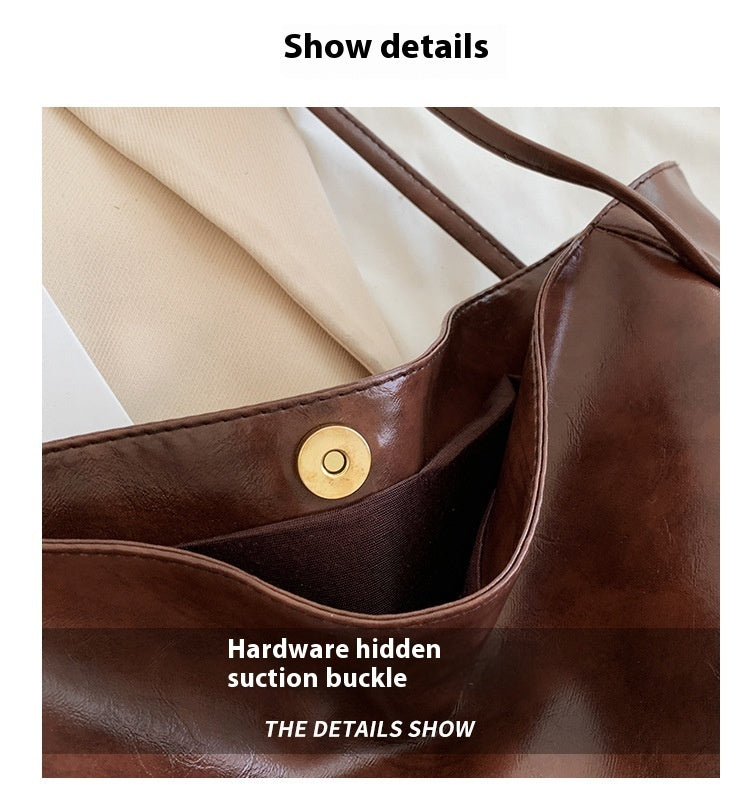 Vintage Women's Tote Bag Athletic Casual Fashion Large Capacity Leather Shoulder Bag Shopper Harajuku Simple Handbag