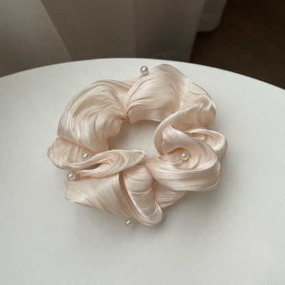 Pearl Texture Wavy Simple Ruffled Silk Scrunchie