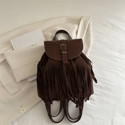 Retro Bohemian Style Tassel Backpack Bag For Women
