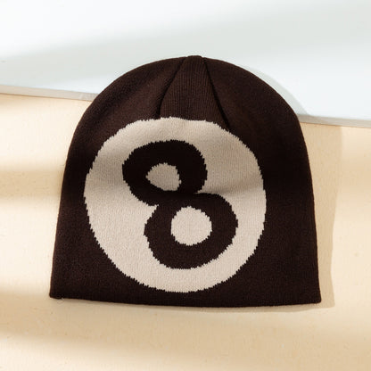 Warm All-matching Simple Number 8 Slipover Woolen Cap