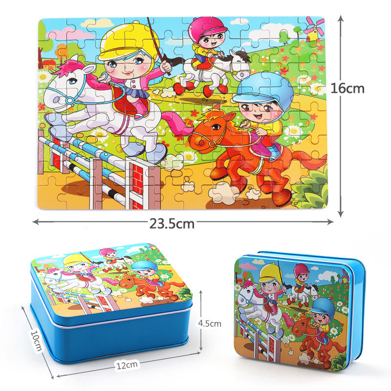 80PCS wooden educational development baby kids training toys children animal puzzle