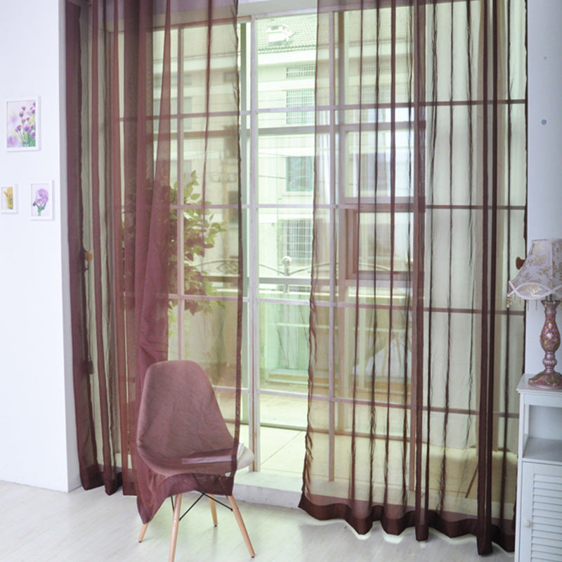 Solid Color Glass Mesh Curtains Transparent Color Ready-made Curtain Punch-free