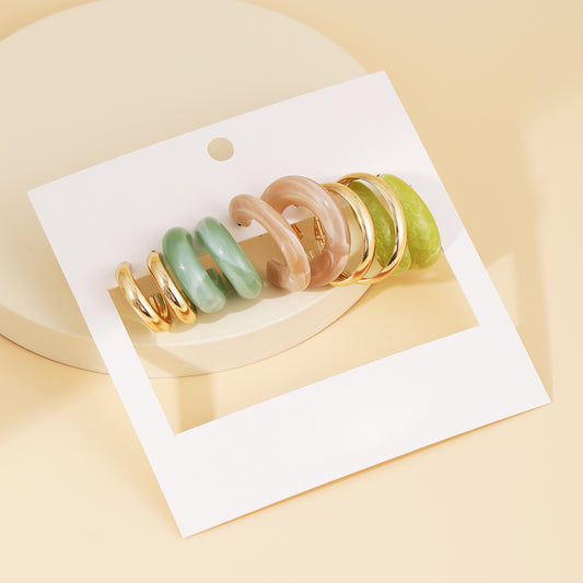 5 Pairs Of Acetate Earrings Set Creative And Simple