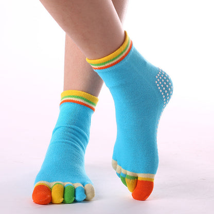 Women's Pure Cotton Dispensing Non-slip Yoga Five Finger Socks