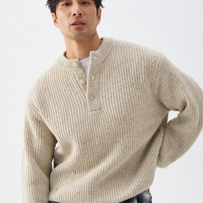 HENLEY NECK ALPACA WOOL SWEATER