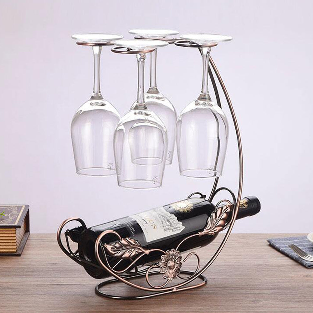 Copper Wine Rack Hanging Wine Glass Holder Bar Stand