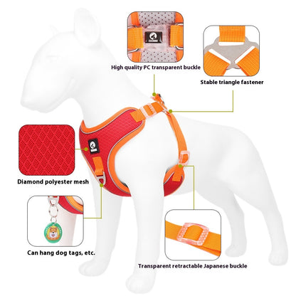 Pet Dog Harness Puppy Adjustable Breathable Mesh Reflective Saddle