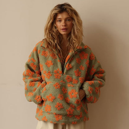 FLOWERS KNITTED LAMP SKIN SWEATER