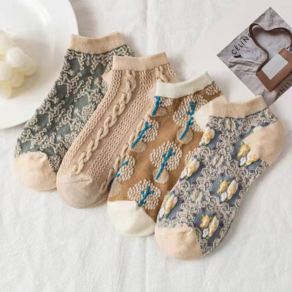 Harajuku Retro Embroidery Kawaii 5 Pair Cute Socks