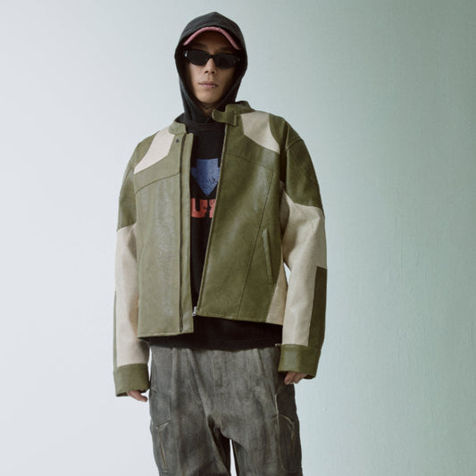 DECONSTRUCTED BIKER LEATHER JACKET