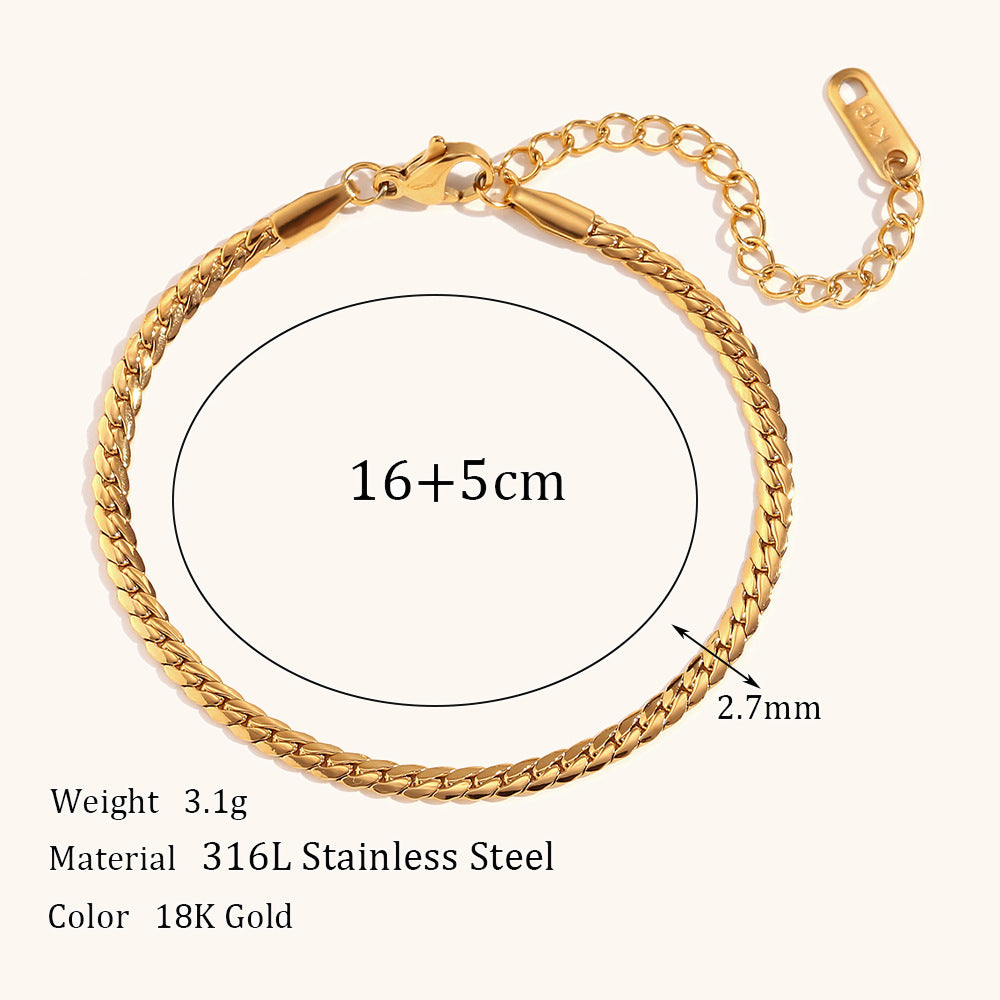 Stainless Steel Plated 18K Gold Simple Bracelet