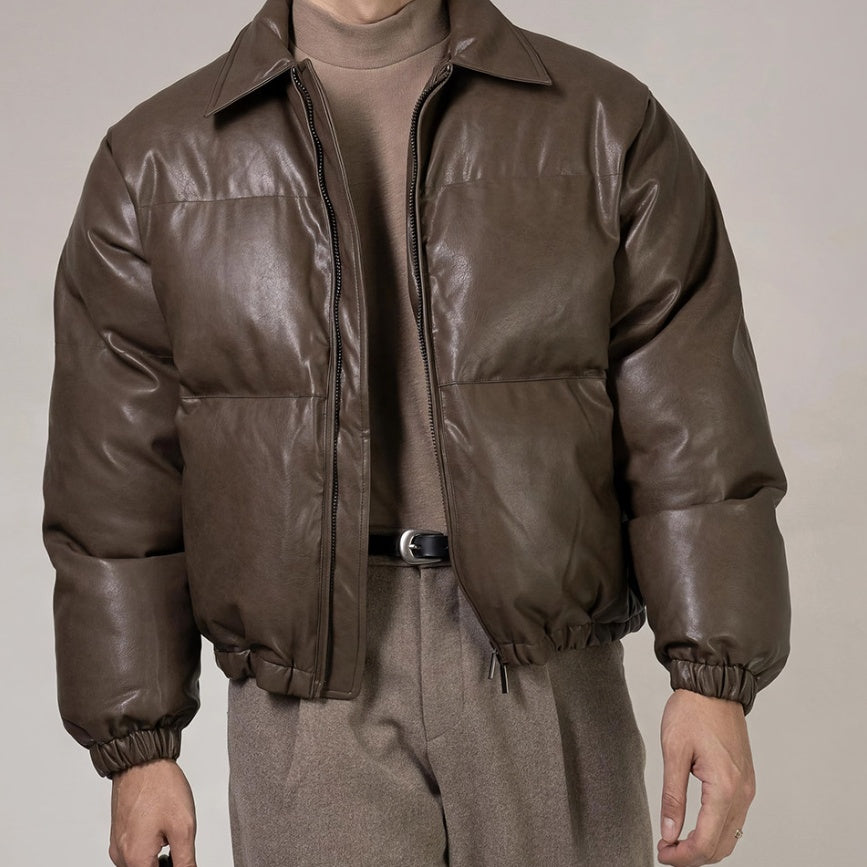 LEATHER PUFFER JACKET