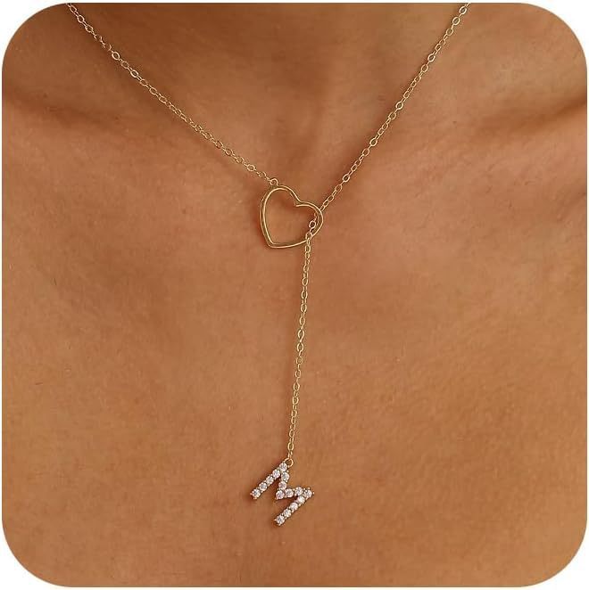 Brass Gold Plating Full Inlaid Zircon Name letter Neclace
