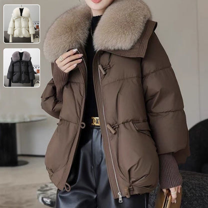 Down Cotton-padded Women's Short Fur Collar Thickened Jacket