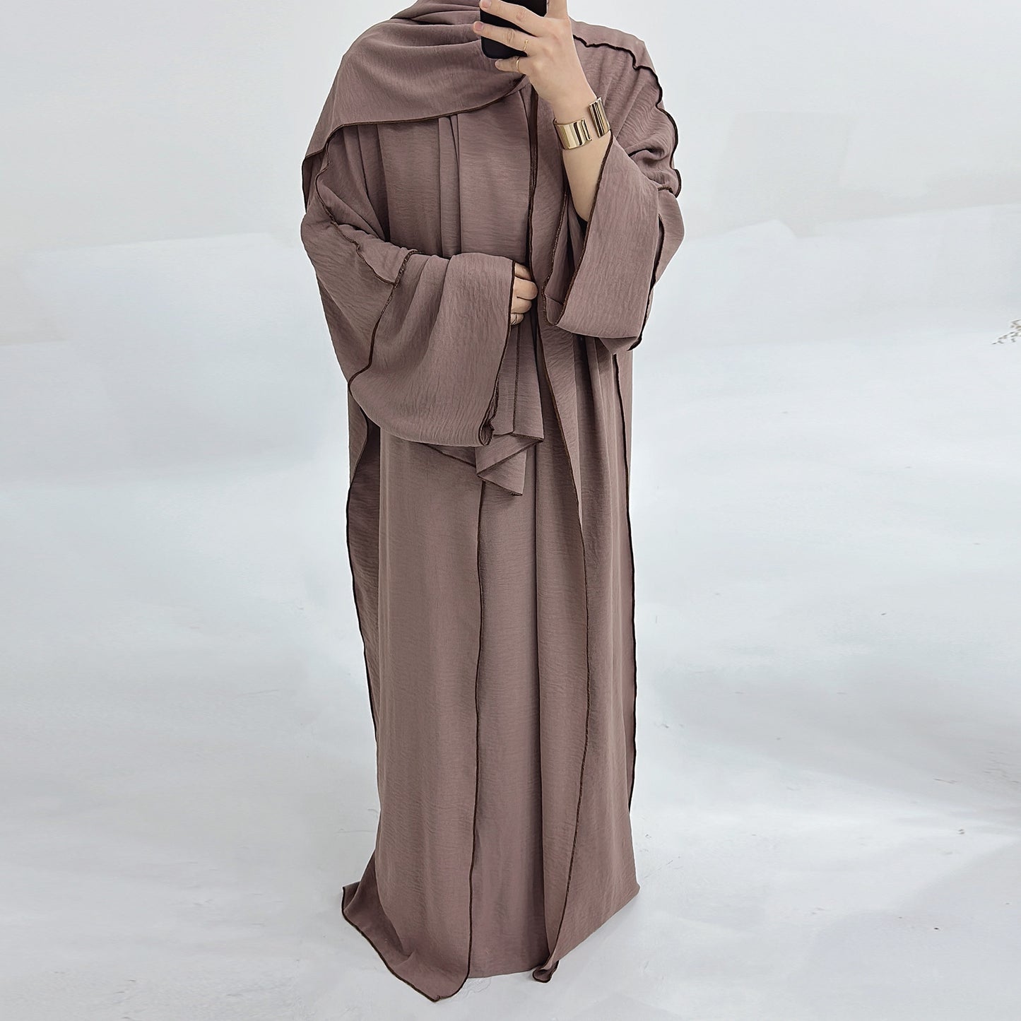 Solid Color Hook Cardigan abaya