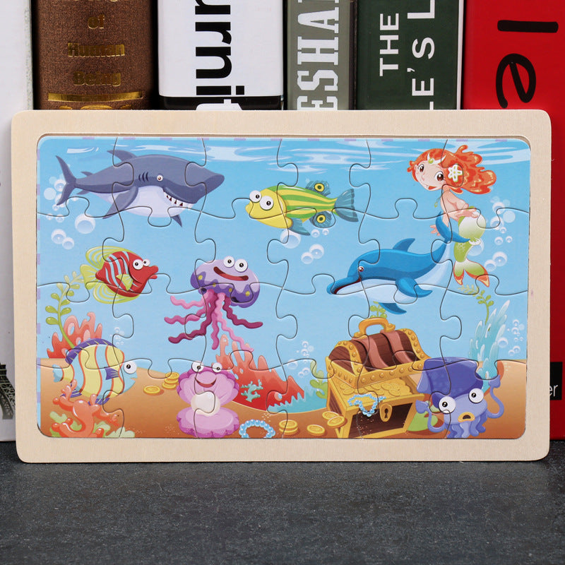 80PCS wooden educational development baby kids training toys children animal puzzle