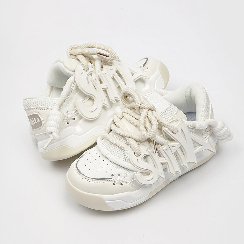 Denim Canvas Brotschuhe Plateau Sneakers