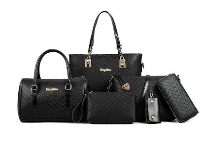 Fashionable And Trendy Embossed Six Piece Bags Set Offer