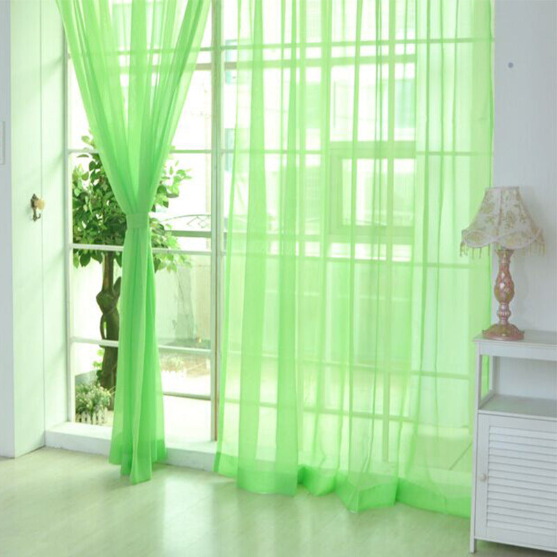 Solid Color Glass Mesh Curtains Transparent Color Ready-made Curtain Punch-free