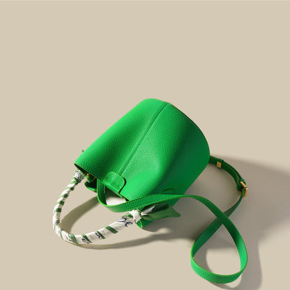 Genuine Leather Advanced Texture Bucket Bag