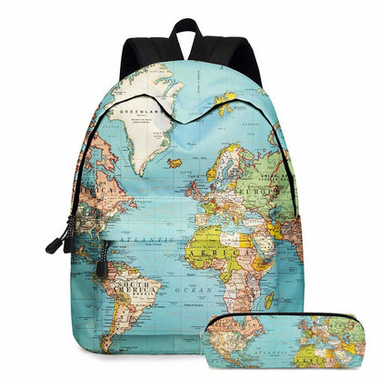 Europe and America map two-piece schoolbag
