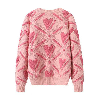 ROSA HERZMUSTER-RUNDHALSPULLOVER