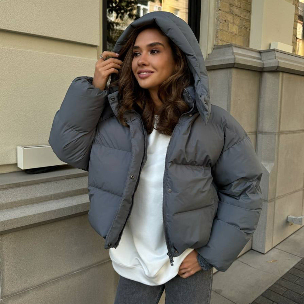 Cotton-padded Loose Coat Cap Puffer Jacket