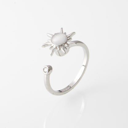 Adjustable S925 Sterling Silver Anxiety Spinning Rotatable Ring