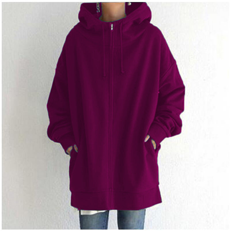 Women's Fuzzy Hoodies Long Sport Pullover Hoodie Full-Zip