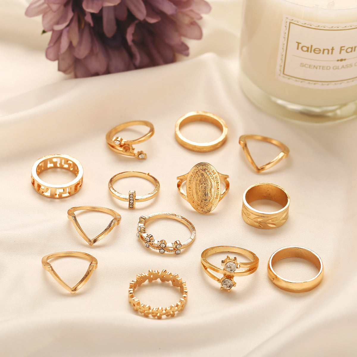 13-Piece vintage diamond ring set