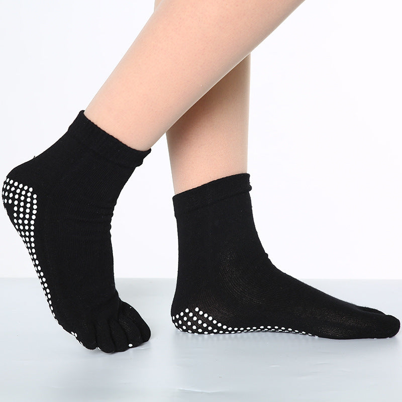 Women's Pure Cotton Dispensing Non-slip Yoga Five Finger Socks