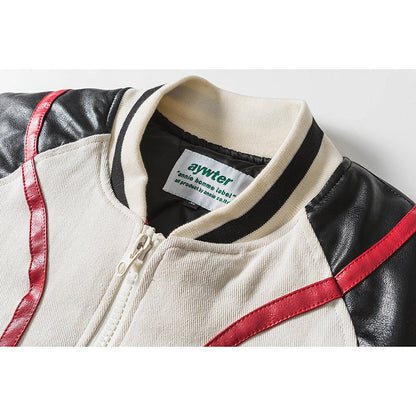 Letter Printing Contrast Stitching Loose Baseball Style Jacket