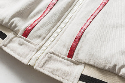 Letter Printing Contrast Stitching Loose Baseball Style Jacket