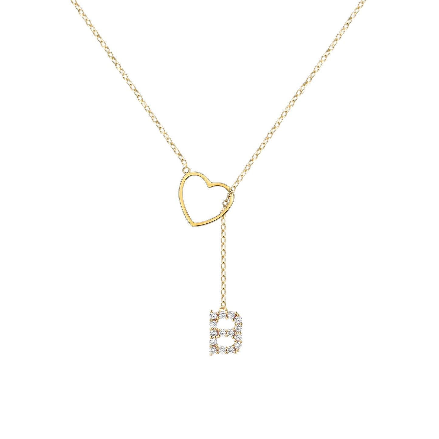 Brass Gold Plating Full Inlaid Zircon Name letter Neclace
