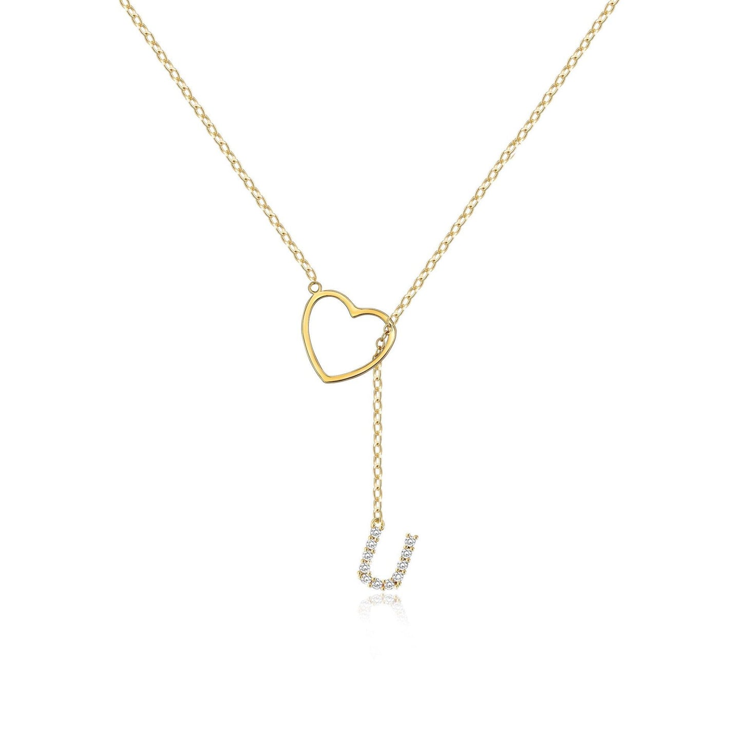 Brass Gold Plating Full Inlaid Zircon Name letter Neclace