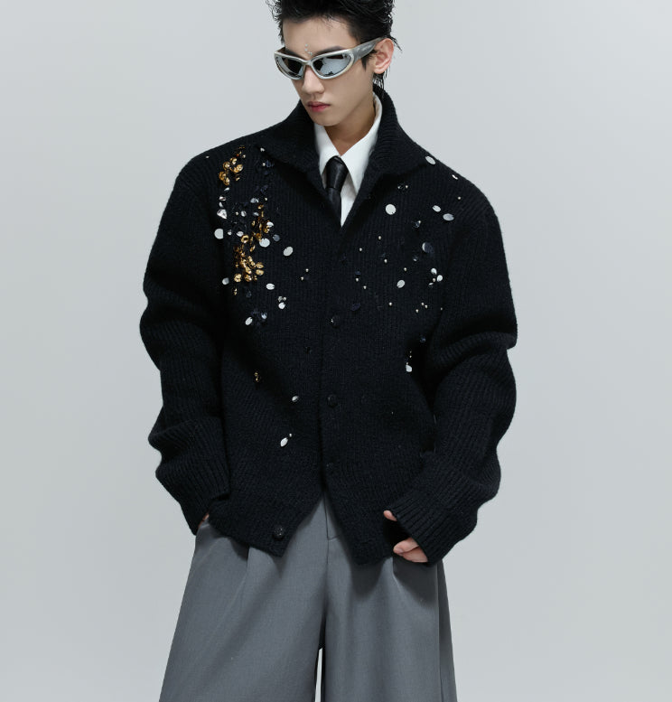 RUAN SHUAI RHINESTONE CARDIGEN JACKET
