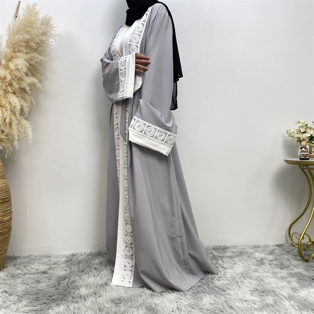 Women's Fashion Patchwork Lace Muslim Abaya