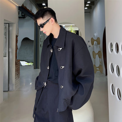 Men's Horsebit Oversized Lapel Cropped Jacket