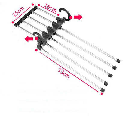 5 In 1 Wardrobe Multi-functional Pants Hangers Stainless Steel