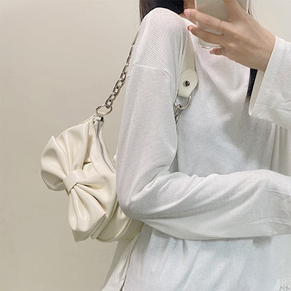 One-shoulder Diagonal Baguette Folds Cloud Pattern Niche Design Chain Underarm Bag