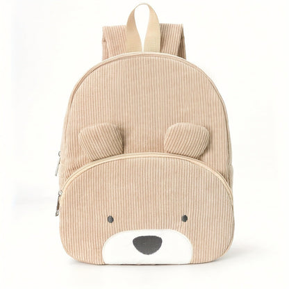 Embroidered Cute Bear Backpack Corduroy