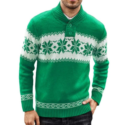 Men's ong Sleeved Christmas Casual Fashion Jacquard Knitted Sweater