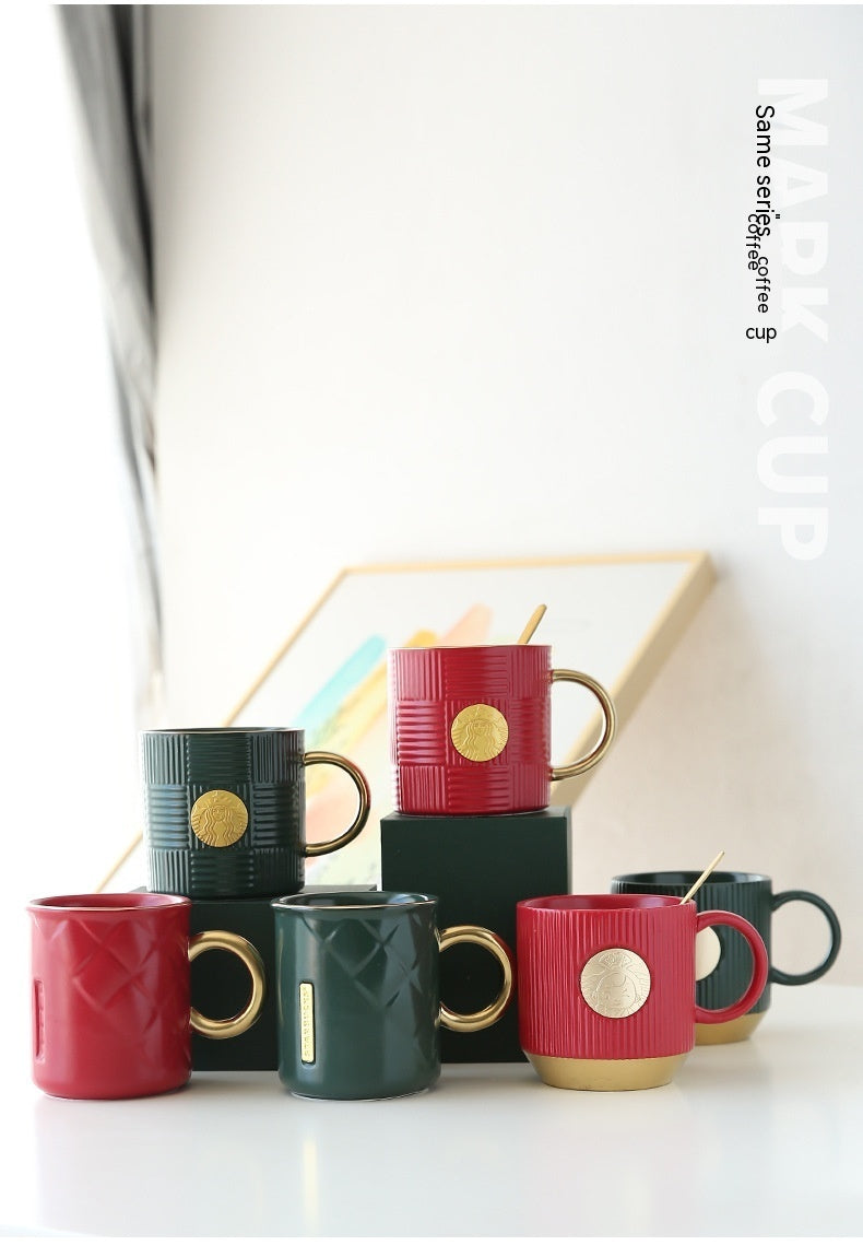 Creative Ceramic Mug Gold-plated Handle Coffee Cup