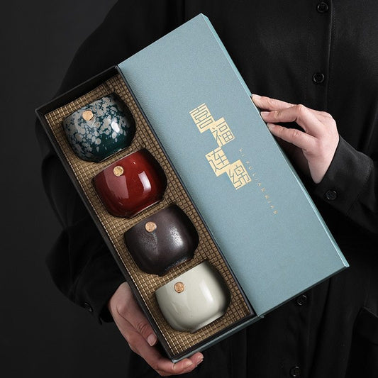 Japanese style kiln changing teacup, ceramic kung fu tea set