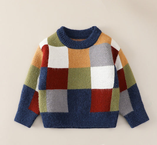 Autumn Squares Kids Sweater