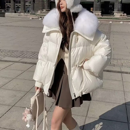 Down Cotton-padded Women's Short Fur Collar Thickened Jacket