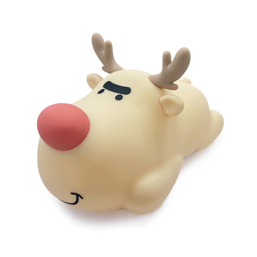 Christmas Reindeer Small Night Lamp Silicone Rechargeable
